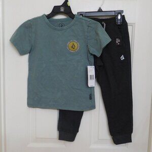 NWT 2pc Volcom Teal True To This Shirt & Joggers Set sz 3t